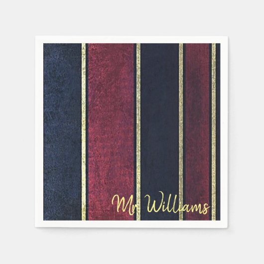 Serviette En Papier Serviettes en papier, Burgundy Noire Bande Or (Devant)