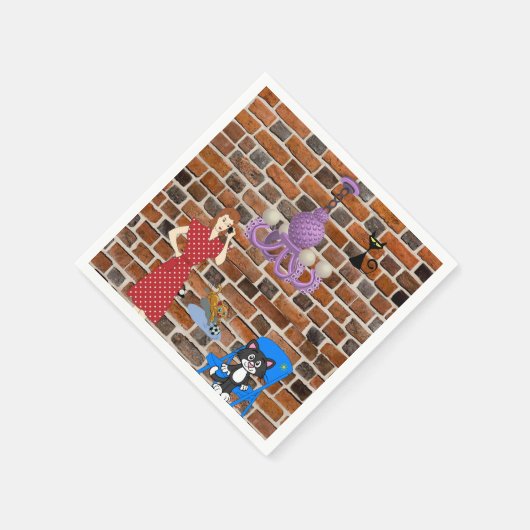 Serviette En Papier Serviettes en papier, chat femme rétro (Coin)