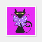 Serviette En Papier Serviettes en papier, Chat noir, Bow pourpre (Devant)
