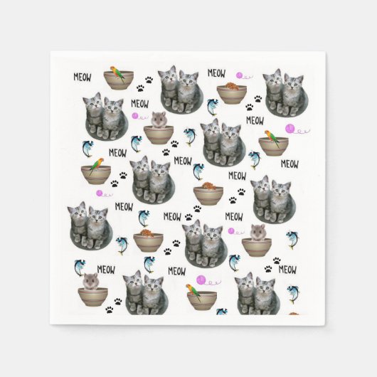 Serviette En Papier Serviettes en papier, chatons Chats Meow (Devant)
