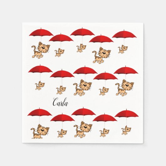 Serviette En Papier Serviettes en papier, Chatons Chats Parapluie roug (Devant)