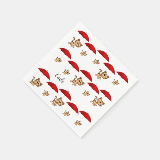 Serviette En Papier Serviettes en papier, Chatons Chats Parapluie roug (Coin)