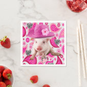 Serviette En Papier Serviettes en papier, Cochon rose, Coeurs argentés (En situation)