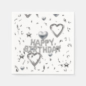 Serviette En Papier Serviettes en papier, Coeurs d'argent Joyeux anniv (Devant)