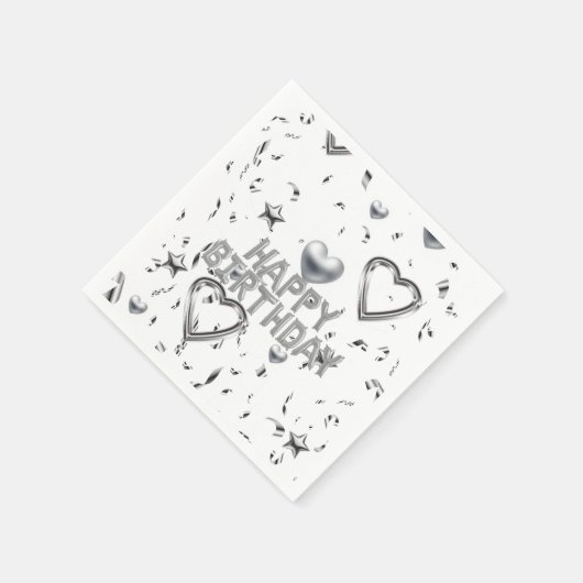 Serviette En Papier Serviettes en papier, Coeurs d'argent Joyeux anniv (Coin)