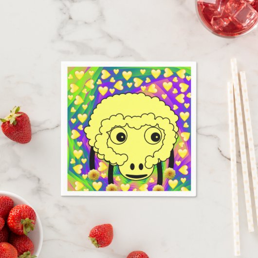Serviette En Papier Serviettes en papier, Coeurs jaunes moutons (En situation)