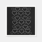 Serviette En Papier Serviettes en papier, Coeurs noir et blanc (Devant)