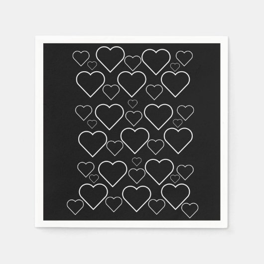 Serviette En Papier Serviettes en papier, Coeurs noir et blanc (Devant)