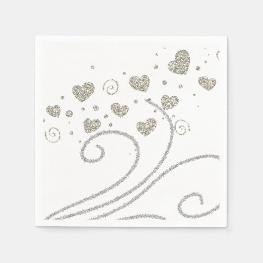 Serviette En Papier Serviettes en papier, Coeurs Or & Argent (Devant)