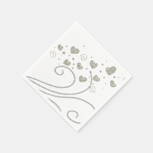 Serviette En Papier Serviettes en papier, Coeurs Or & Argent (Coin)