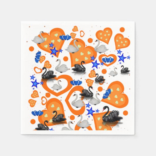 Serviette En Papier Serviettes en papier, Coeurs orange cygne (Devant)