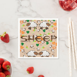 Serviette En Papier Serviettes en papier, Coeurs orange vert mouton