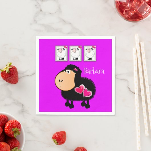 Serviette En Papier Serviettes en papier, Coeurs roses de mouton viole (En situation)