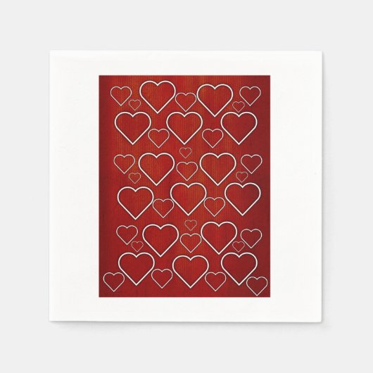 Serviette En Papier Serviettes en papier, Coeurs rouge et blanc (Devant)