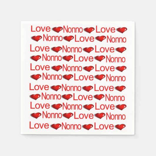Serviette En Papier Serviettes en papier, Coeurs rouges Aimer Nonno (Devant)