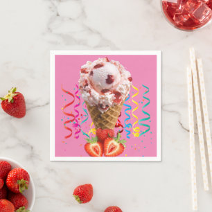 Serviette En Papier Serviettes en papier, crème glacée aux fraises Joy