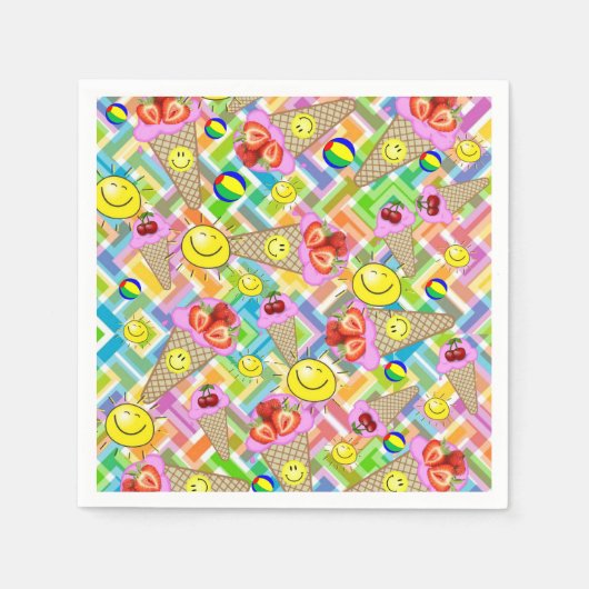 Serviette En Papier Serviettes en papier, crème glacée fraise Sun (Devant)