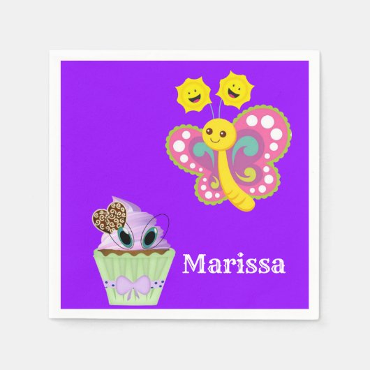 Serviette En Papier Serviettes en papier, Cupcake à papillon (Devant)