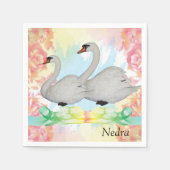 Serviette En Papier Serviettes en papier, cygnes floraux (Devant)