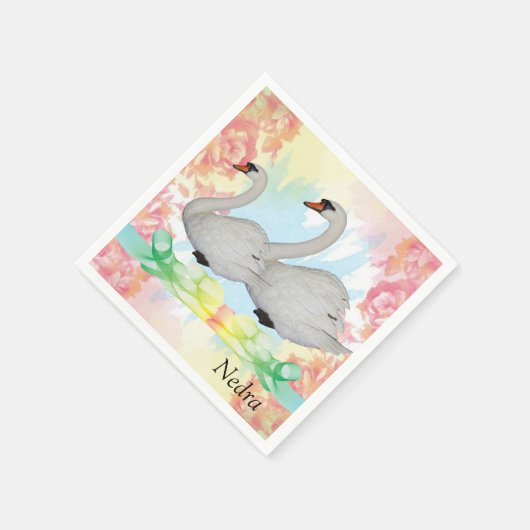 Serviette En Papier Serviettes en papier, cygnes floraux (Coin)