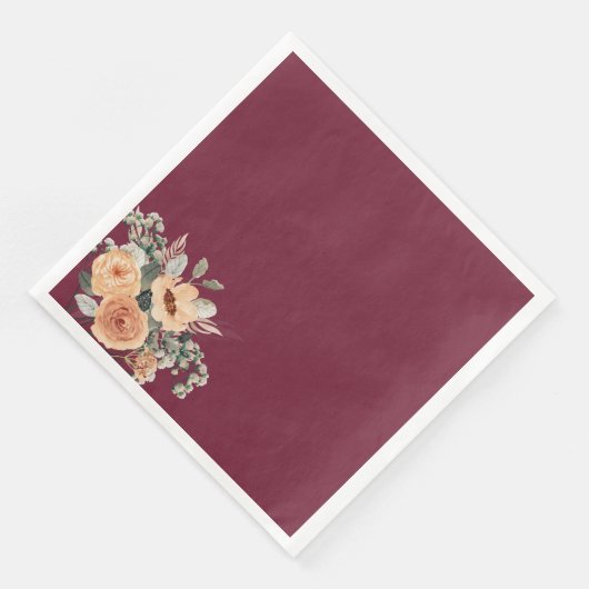 Serviette En Papier serviettes en papier, Elégante burgundy fleurie (Coin)