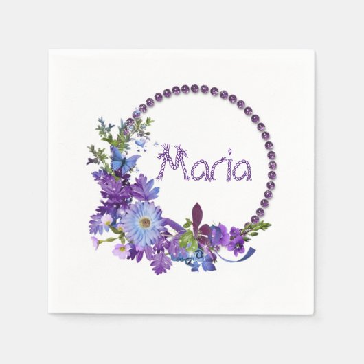 Serviette En Papier Serviettes en papier, Fleurs violettes Florales (Devant)