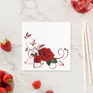 Serviette En Papier Serviettes en papier, Floral Rose rouge