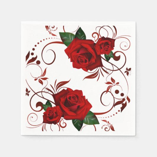 Serviette En Papier Serviettes en papier, Floral Rose rouge (Devant)