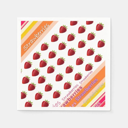 Serviette En Papier Serviettes en papier, fraise rayée (Devant)