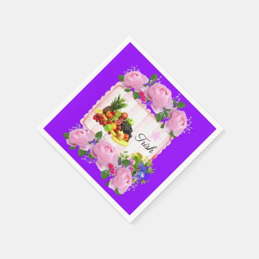 Serviette En Papier Serviettes en papier, Fruit violet Roses roses ros (Coin)
