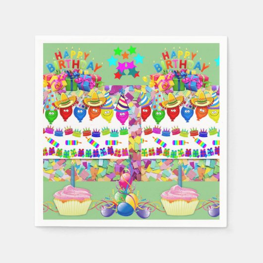 Serviette En Papier Serviettes en papier, gâteaux Joyeux anniversaire (Devant)