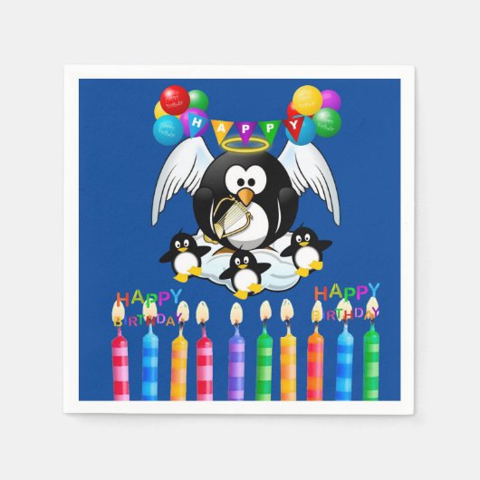 Serviette En Papier serviettes en papier, joyeuses bougies en pingouin (Devant)