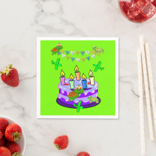 Serviette En Papier Serviettes en papier, joyeuses tortues d'anniversa