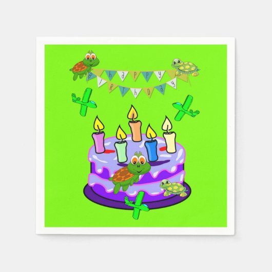 Serviette En Papier Serviettes en papier, joyeuses tortues d'anniversa (Devant)