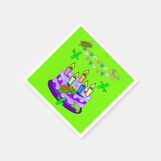 Serviette En Papier Serviettes en papier, joyeuses tortues d'anniversa (Coin)