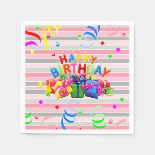 Serviette En Papier Serviettes en papier, Joyeux Anniversaire (Devant)