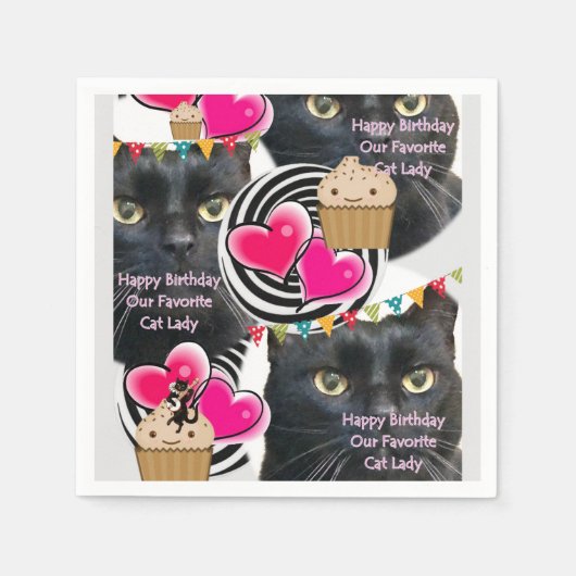 Serviette En Papier Serviettes en papier, Joyeux Anniversaire Chat Lad (Devant)