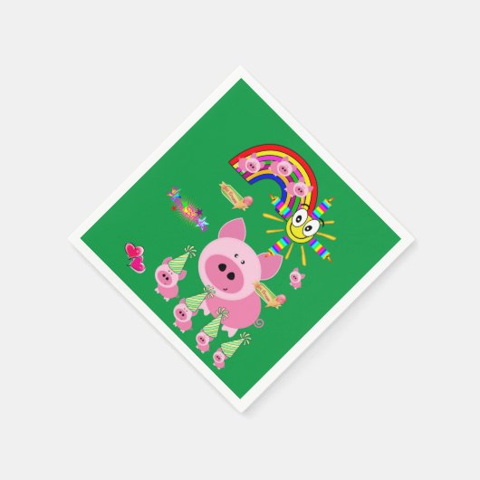 Serviette En Papier Serviettes en papier, Joyeux Anniversaire Pink Pig (Coin)
