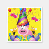 Serviette En Papier Serviettes en papier, Joyeux Anniversaire Pink Pig (Devant)