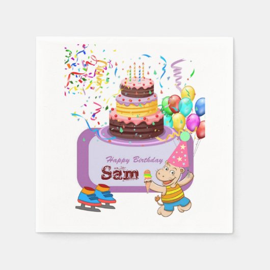 Serviette En Papier Serviettes en papier, Joyeux Hippopotame d'anniver (Devant)