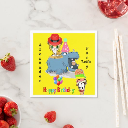 Serviette En Papier Serviettes en papier, Joyeux Hippopotamus Kittens (En situation)