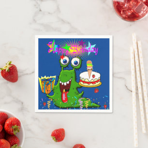 Serviette En Papier Serviettes en papier, joyeux Monstre vert d'annive