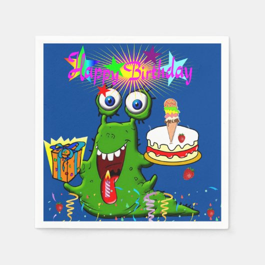 Serviette En Papier Serviettes en papier, joyeux Monstre vert d'annive (Devant)