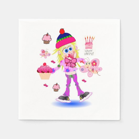 Serviette En Papier Serviettes en papier, joyeux papillon d'anniversai (Devant)