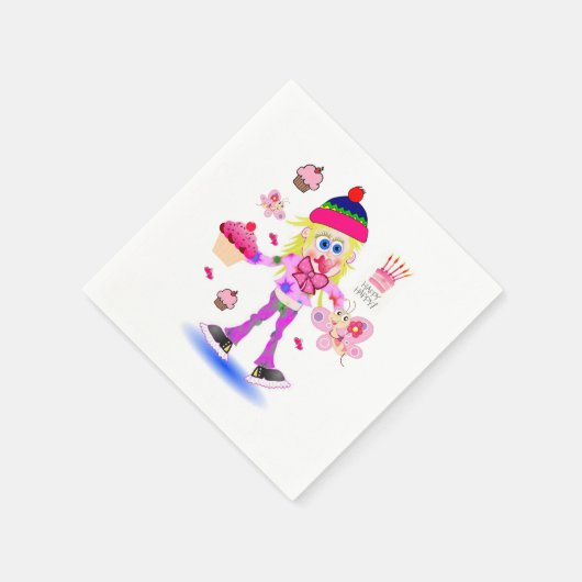 Serviette En Papier Serviettes en papier, joyeux papillon d'anniversai (Coin)