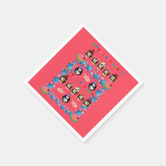 Serviette En Papier serviettes en papier, joyeux pingouin d'anniversai (Coin)