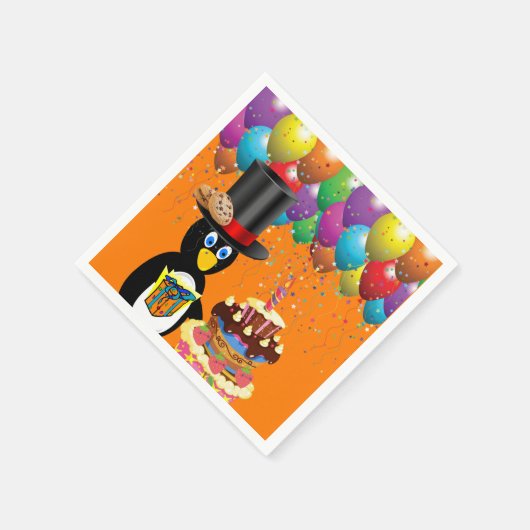 Serviette En Papier serviettes en papier, joyeux pingouin d'anniversai (Coin)