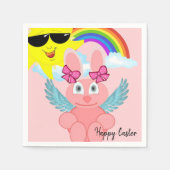 Serviette En Papier Serviettes en papier, lapin rose Joyeux Pâques (Devant)
