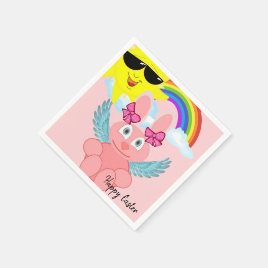 Serviette En Papier Serviettes en papier, lapin rose Joyeux Pâques (Coin)