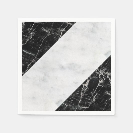 Serviette En Papier Serviettes en papier, marbre noir blanc (Devant)